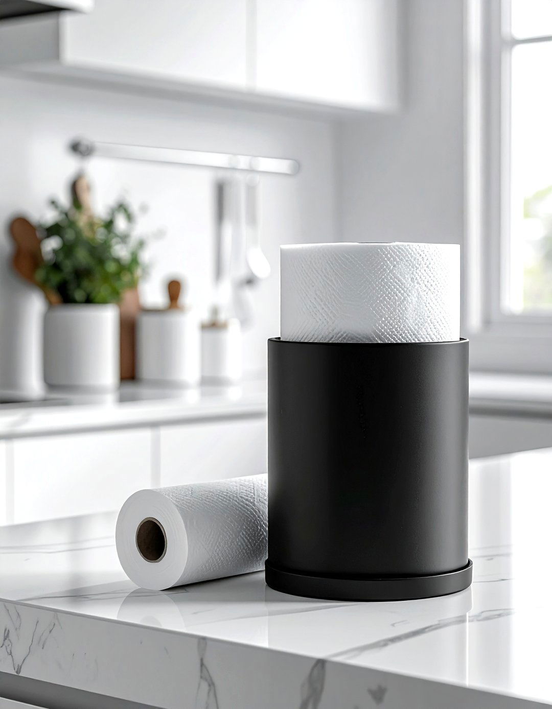 Black Paper Towel Holder - 30 black kitchen accessories ideas