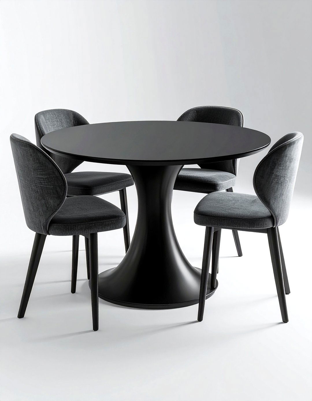 Black Pedestal Dining Table - 30 black accent dining room ideas