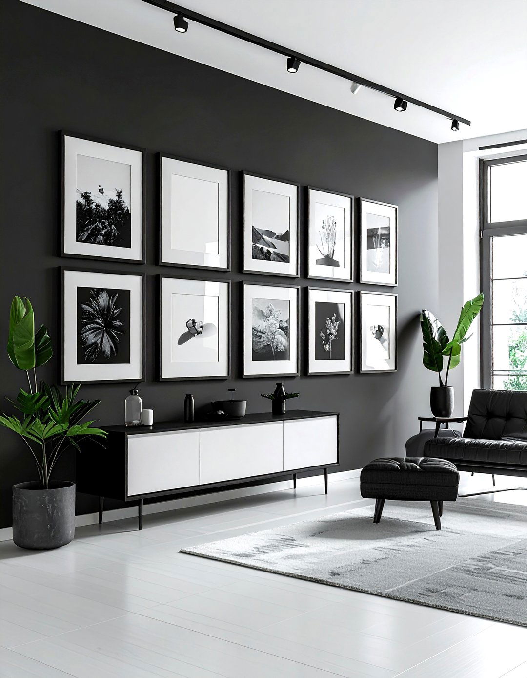 Black Picture Frame Gallery Wall - 30 black accent dining room ideas