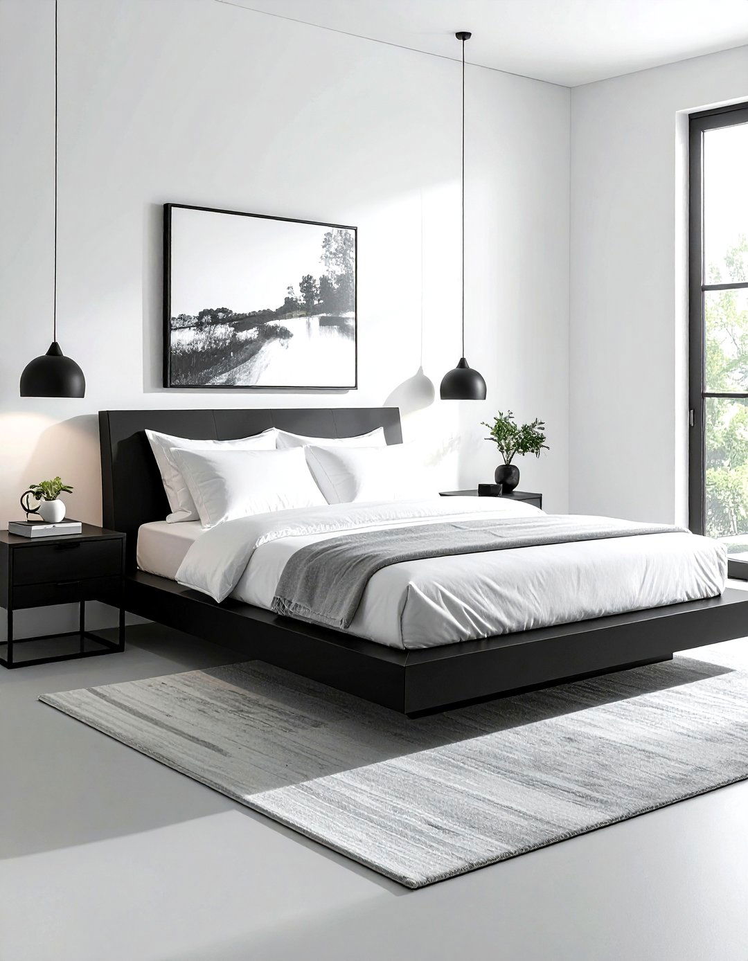 Black Platform Bed - 30 minimalist black bedroom ideas