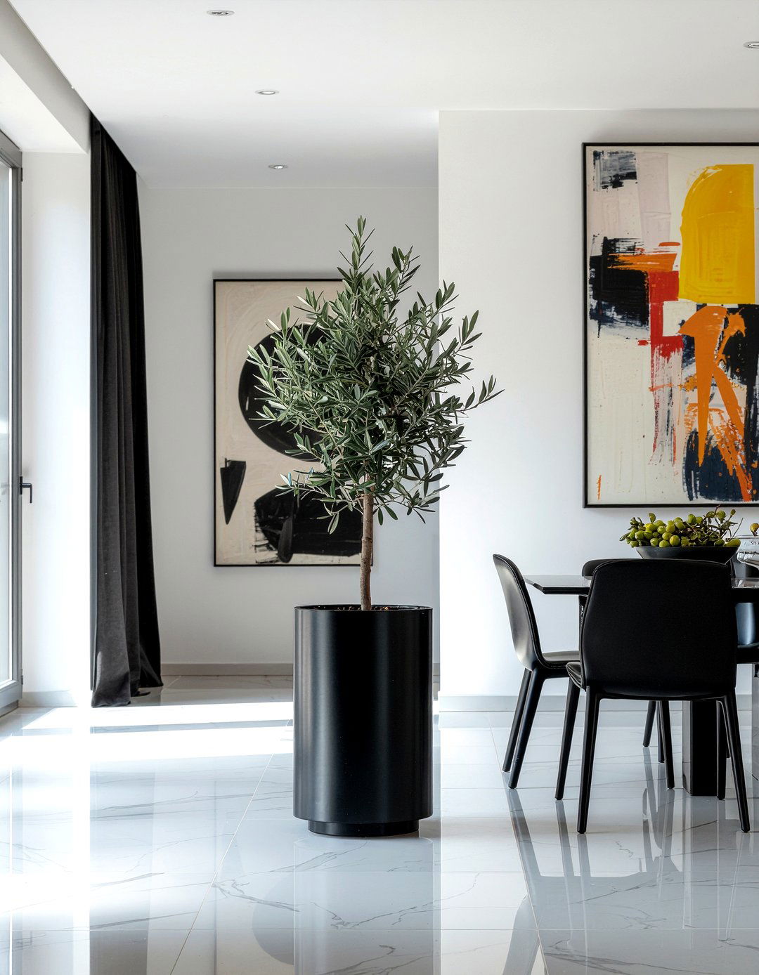 Black Pot Olive Tree Decor - 30 dining room olive tree ideas