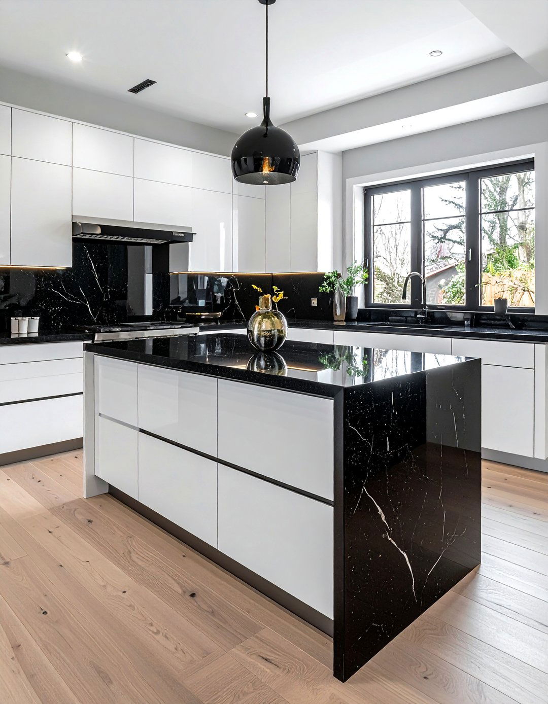 Black Quartz Countertop White Cabinets - 30 black countertop kitchen ideas