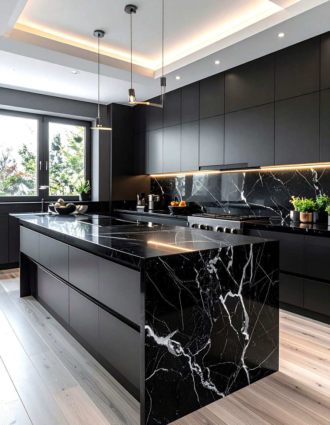 Black Quartz Countertop - 30 quartz kitchen ideas