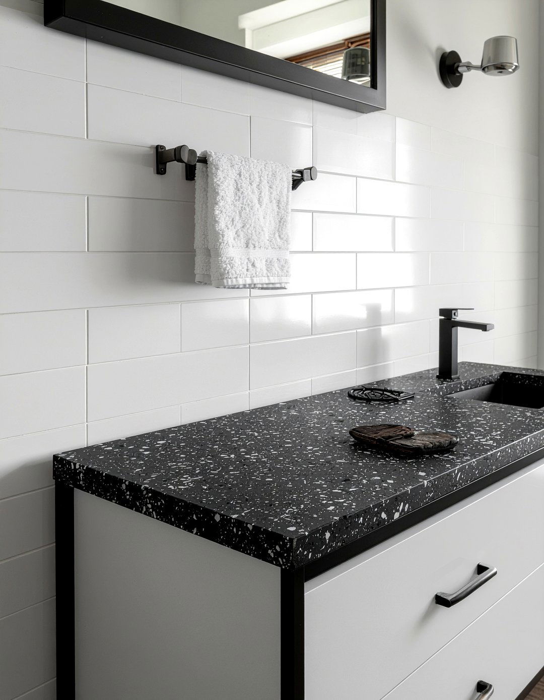 Black Quartz Vanity Top - 30 quartz countertop bathroom ideas