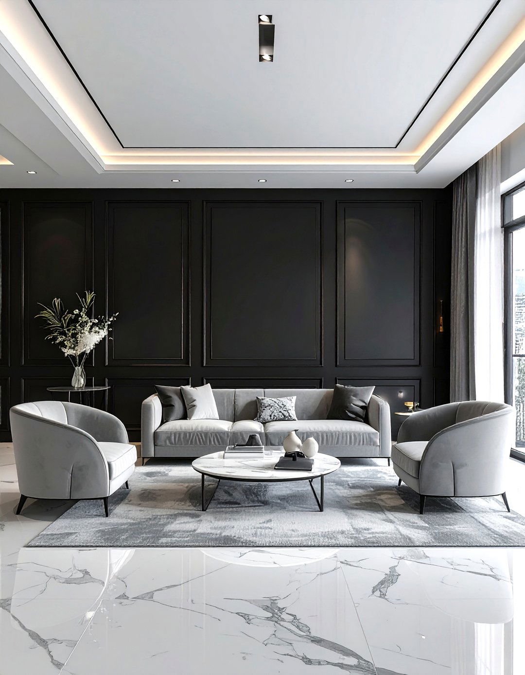 Black Recessed Panel Living Room - 30 living room recessed panel ideas