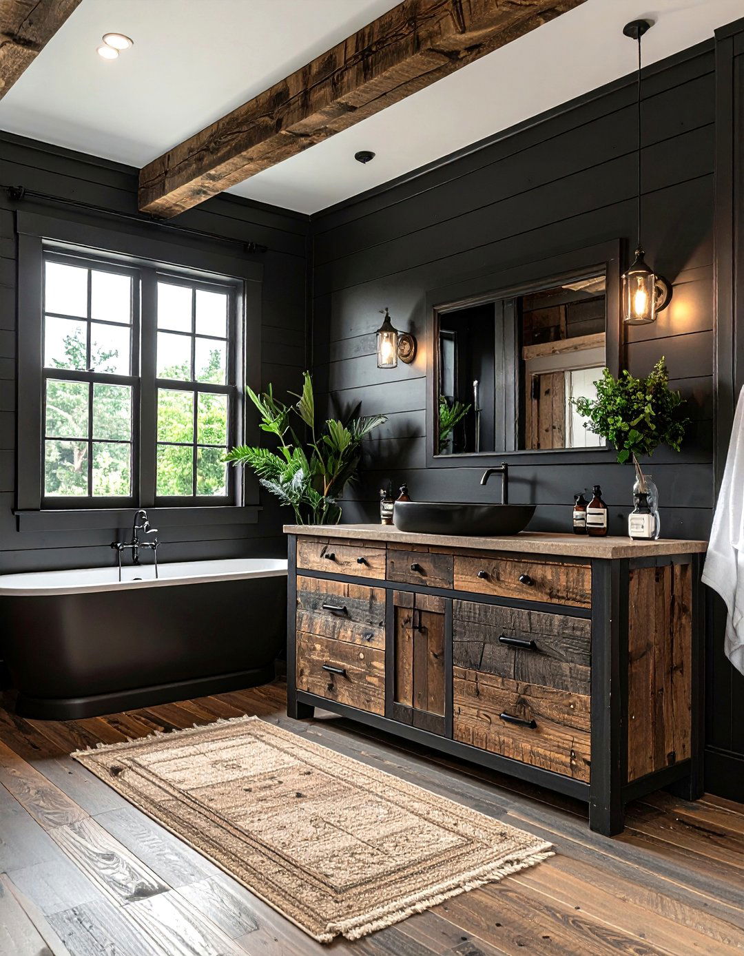 Black Rustic Style - 30 black bathroom design ideas