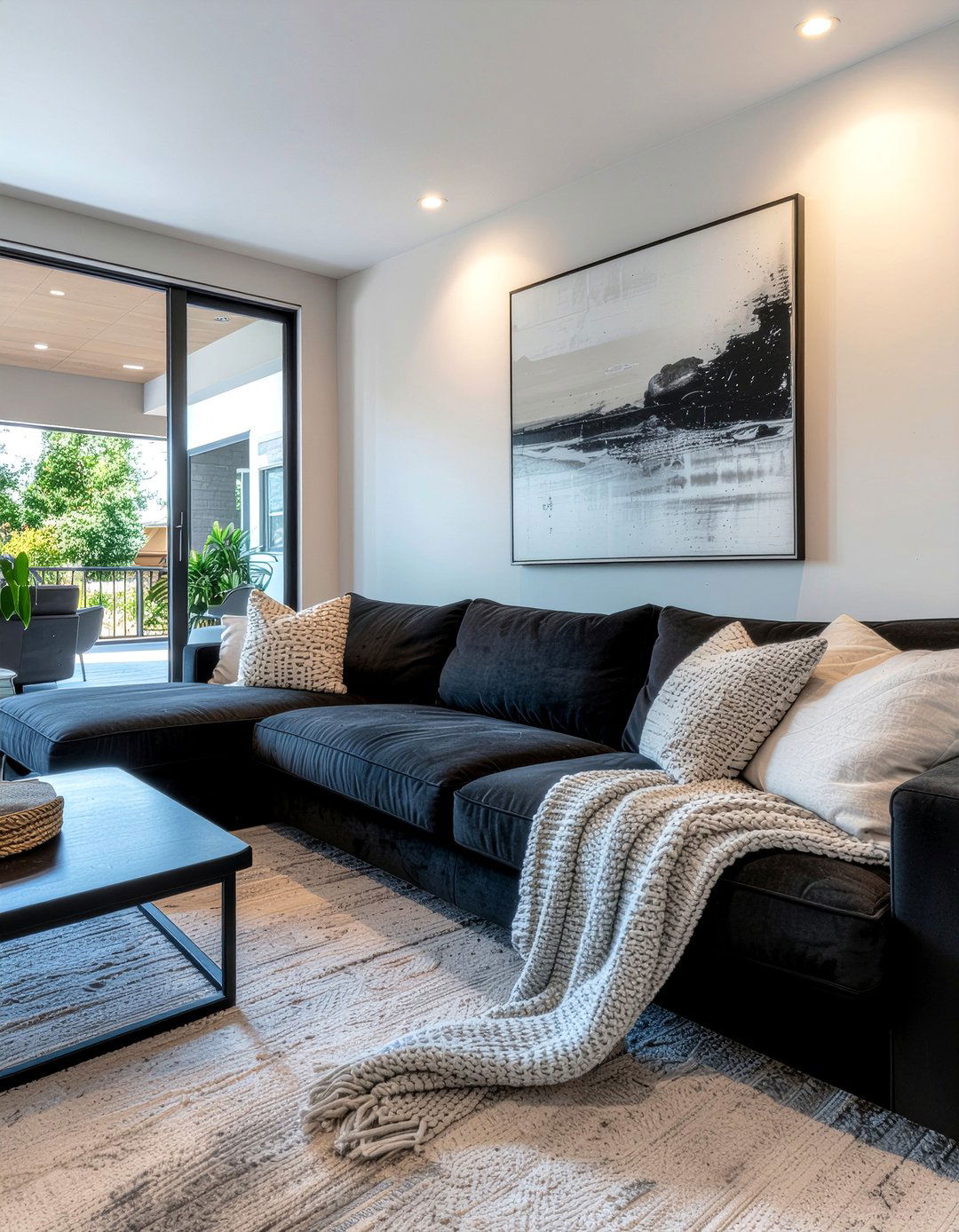 Black Sectional Sofa - 30 living room black furniture ideas