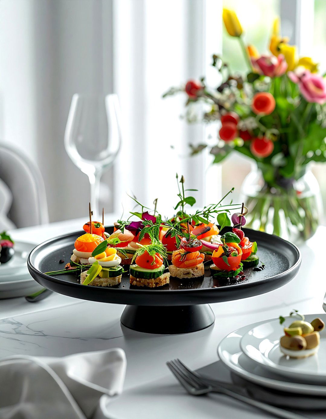 Black Serving Platter - 30 black dining room accessories ideas