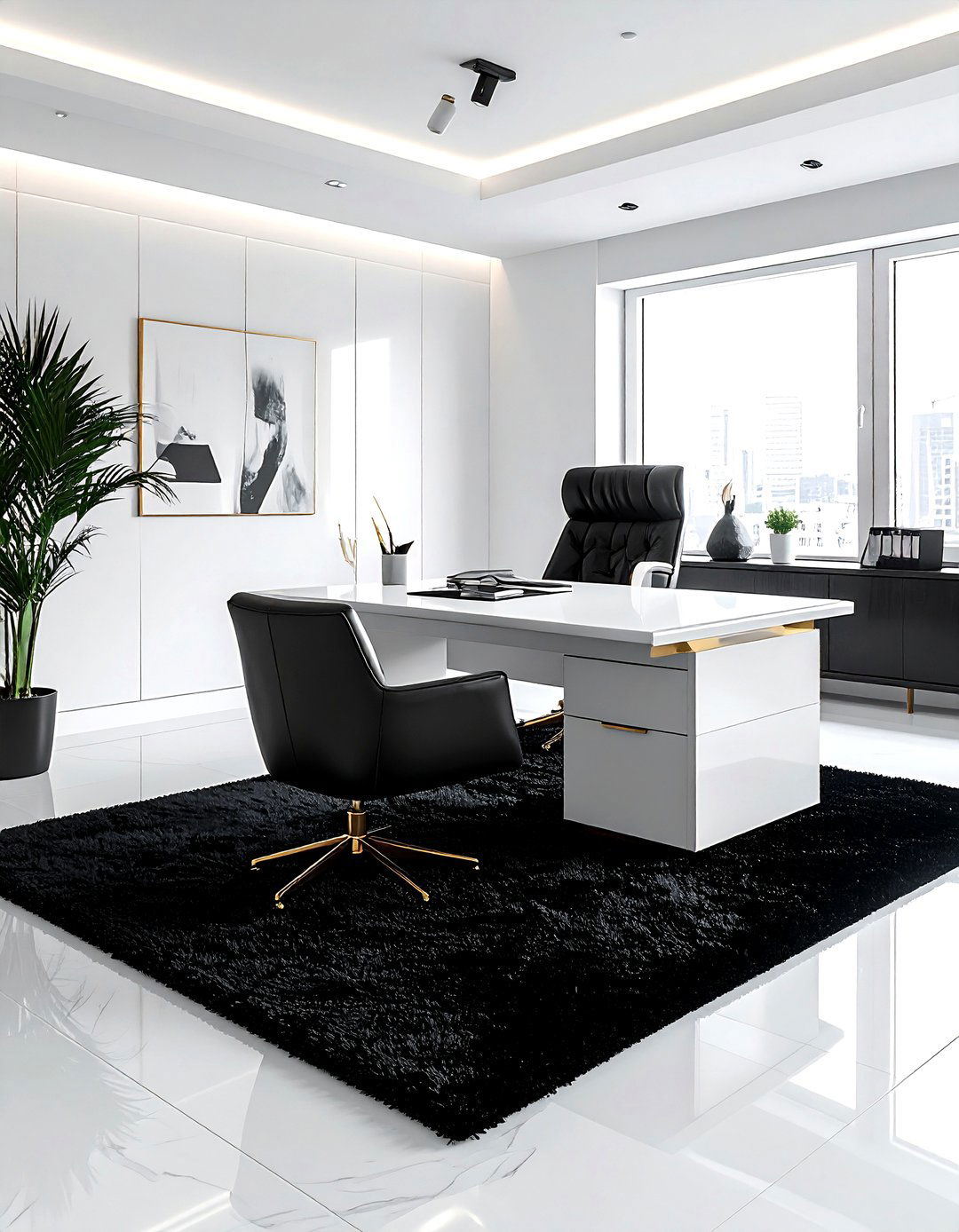 Black Shag Rug Modern Office - 30 shag rug ideas