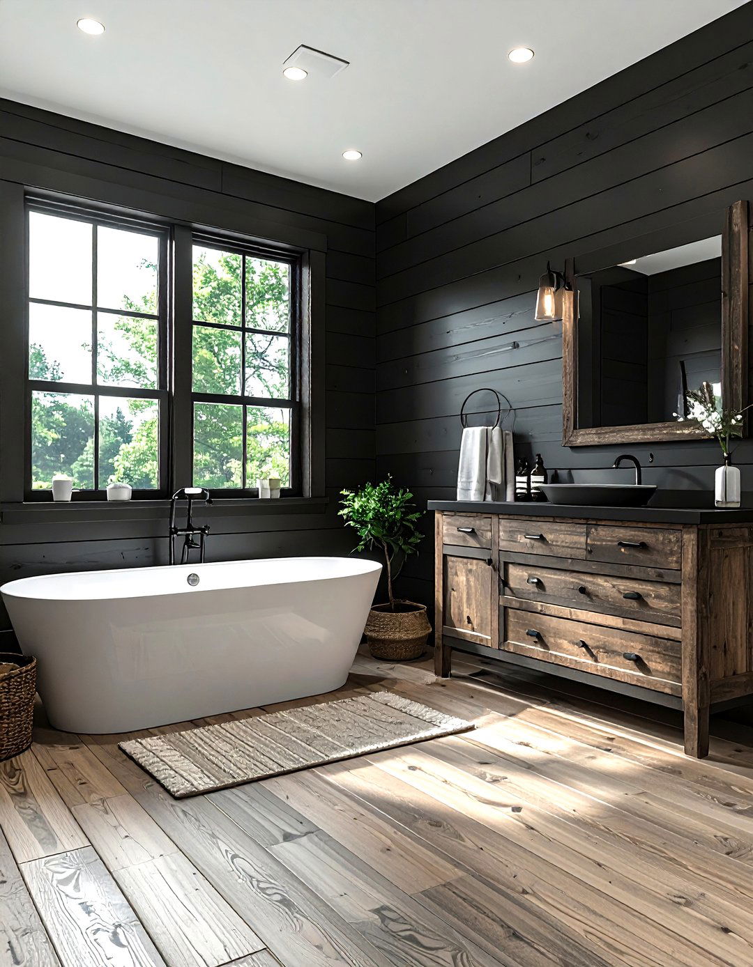Black Shiplap Bathroom - 30 dark black bathroom ideas
