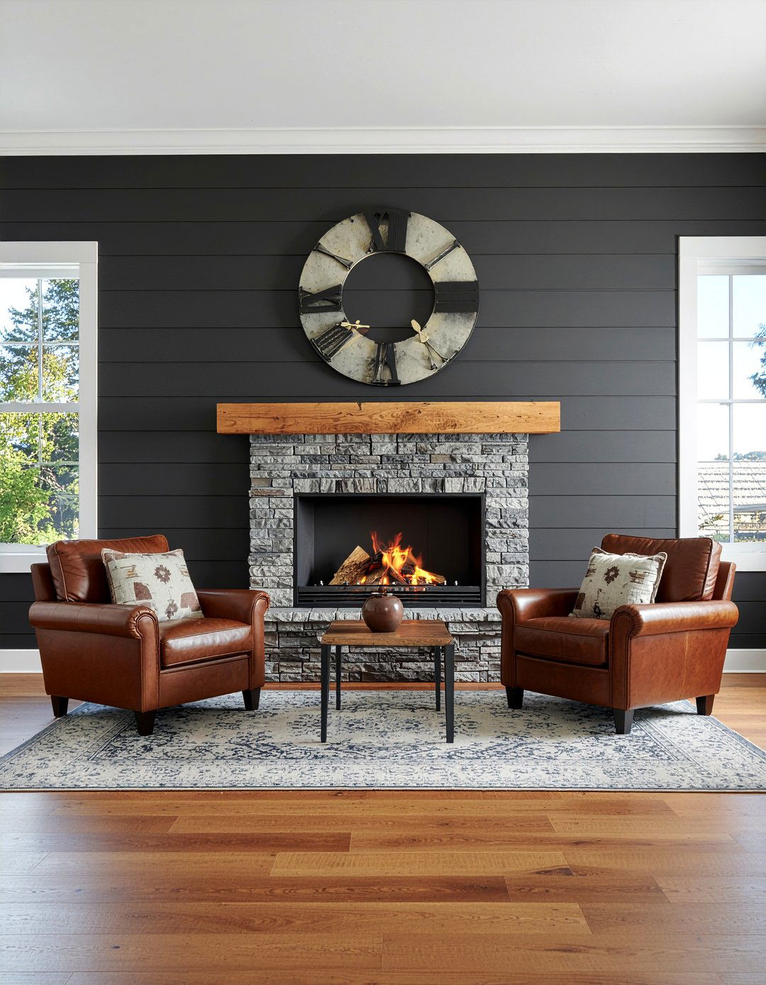 Black Shiplap Fireplace Surround - 30 living room shiplap walls