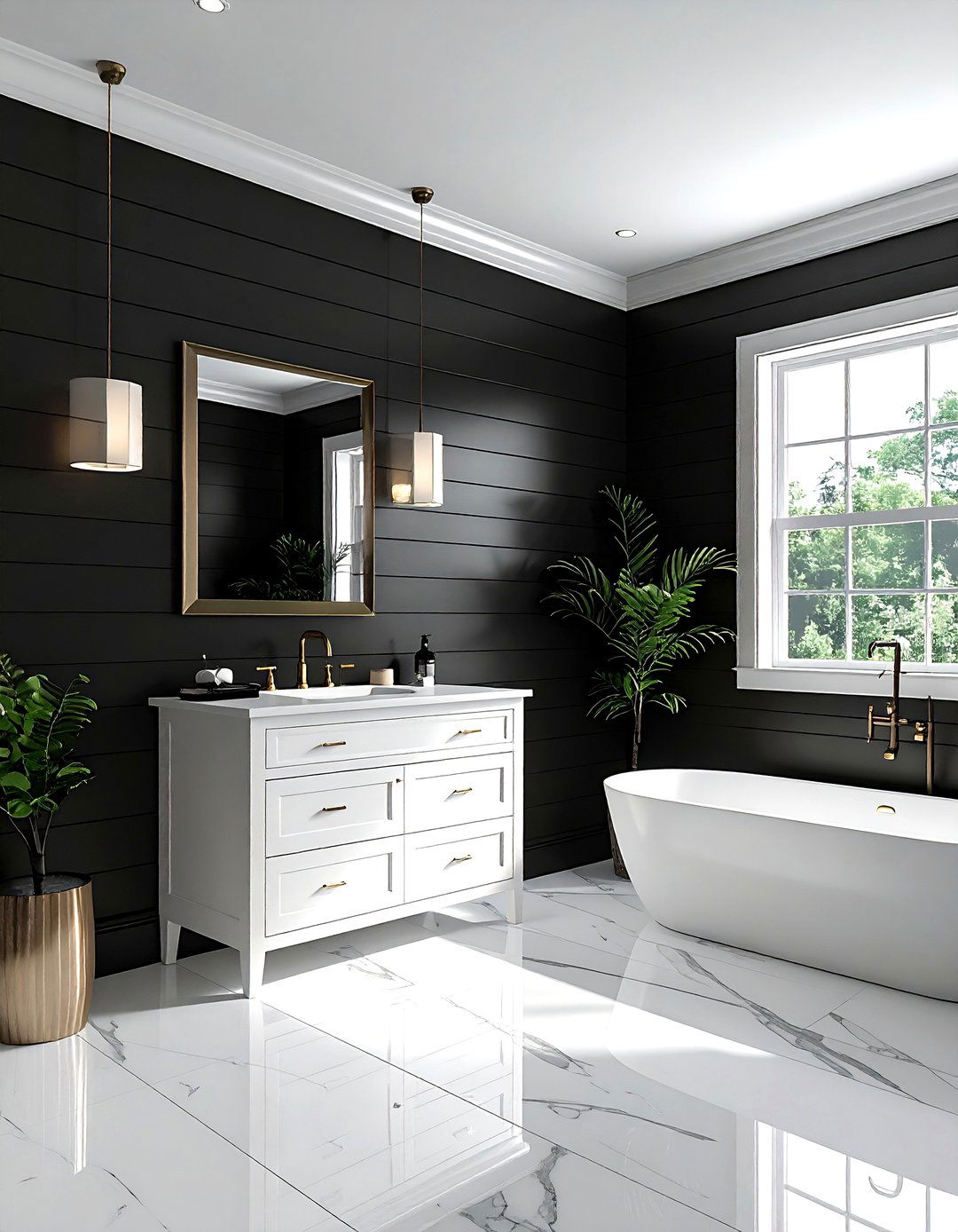 Black Shiplap White Vanity Bathroom - 30 white and black bathroom ideas