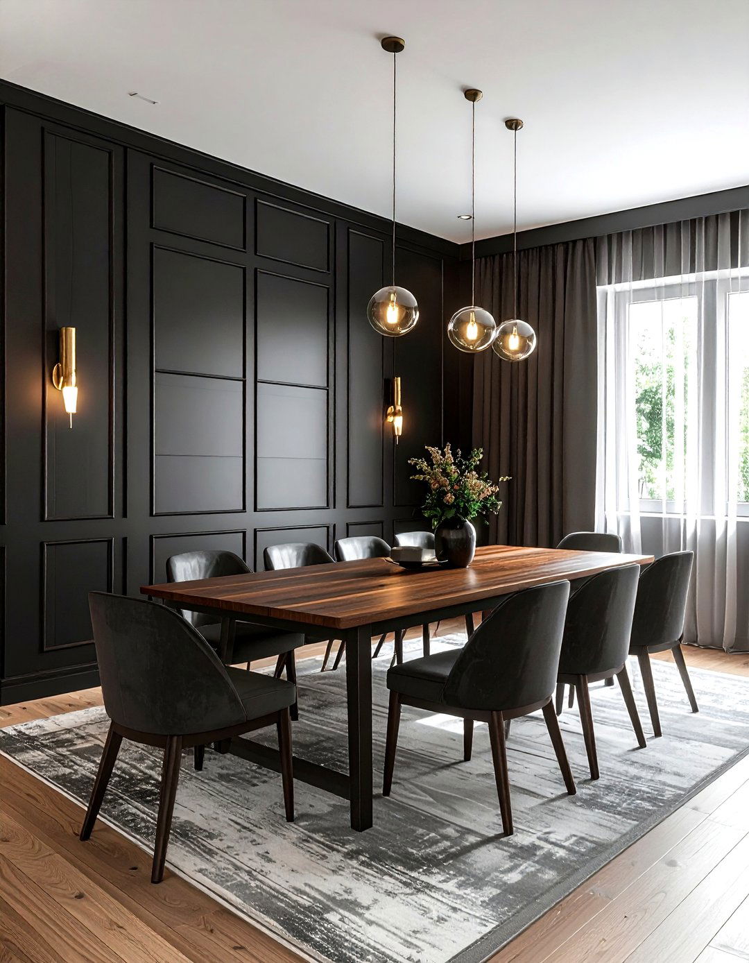 Black Slat Wall Dining Room - 30 black accent dining room ideas