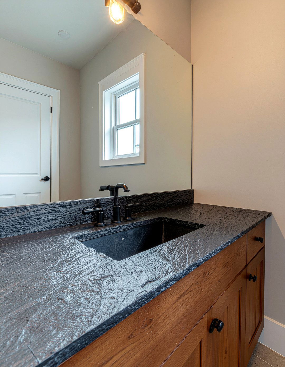 Black Slate Laminate - 30 laminate bathroom countertop ideas