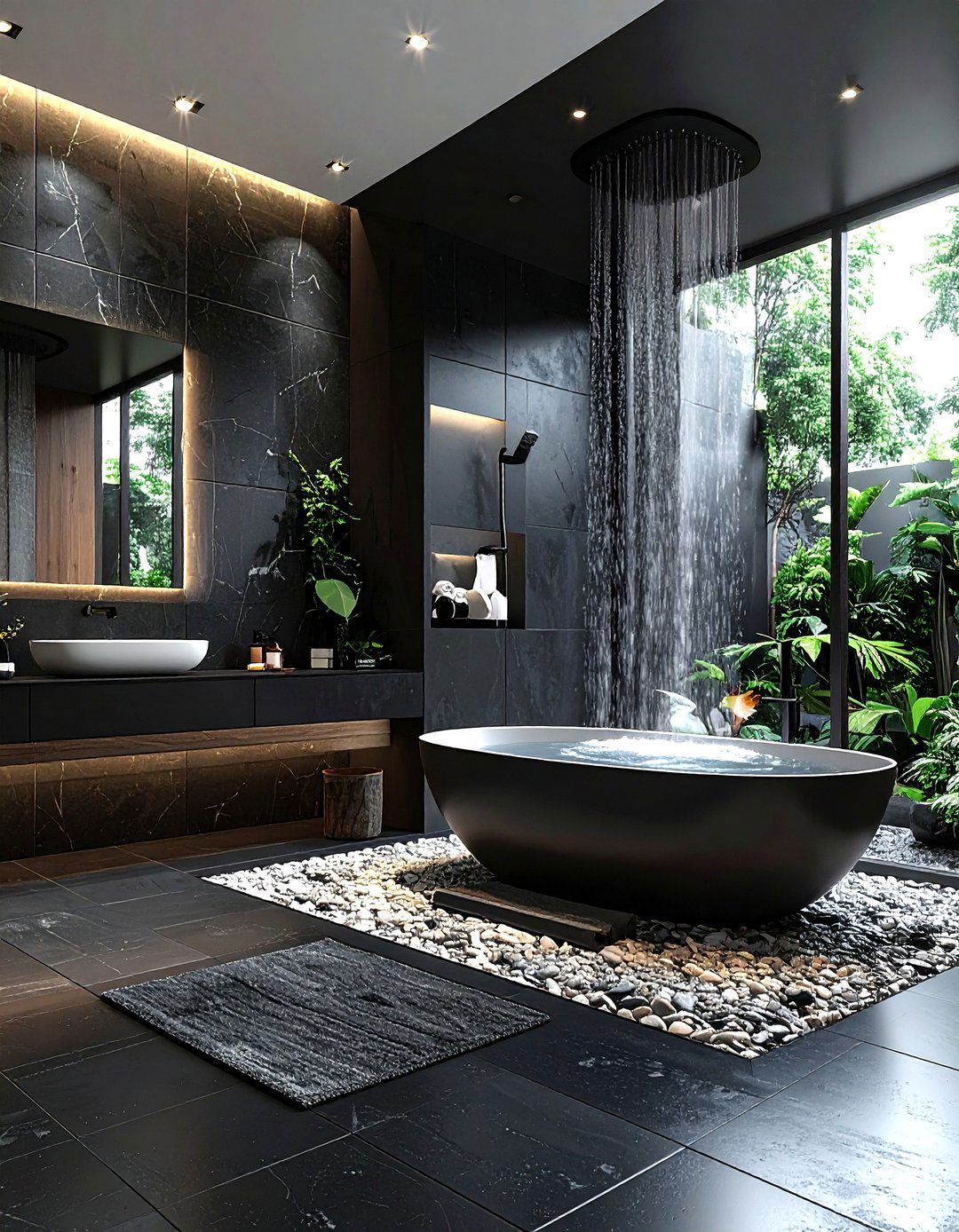 Black Spa Bathroom - 30 dark black bathroom ideas