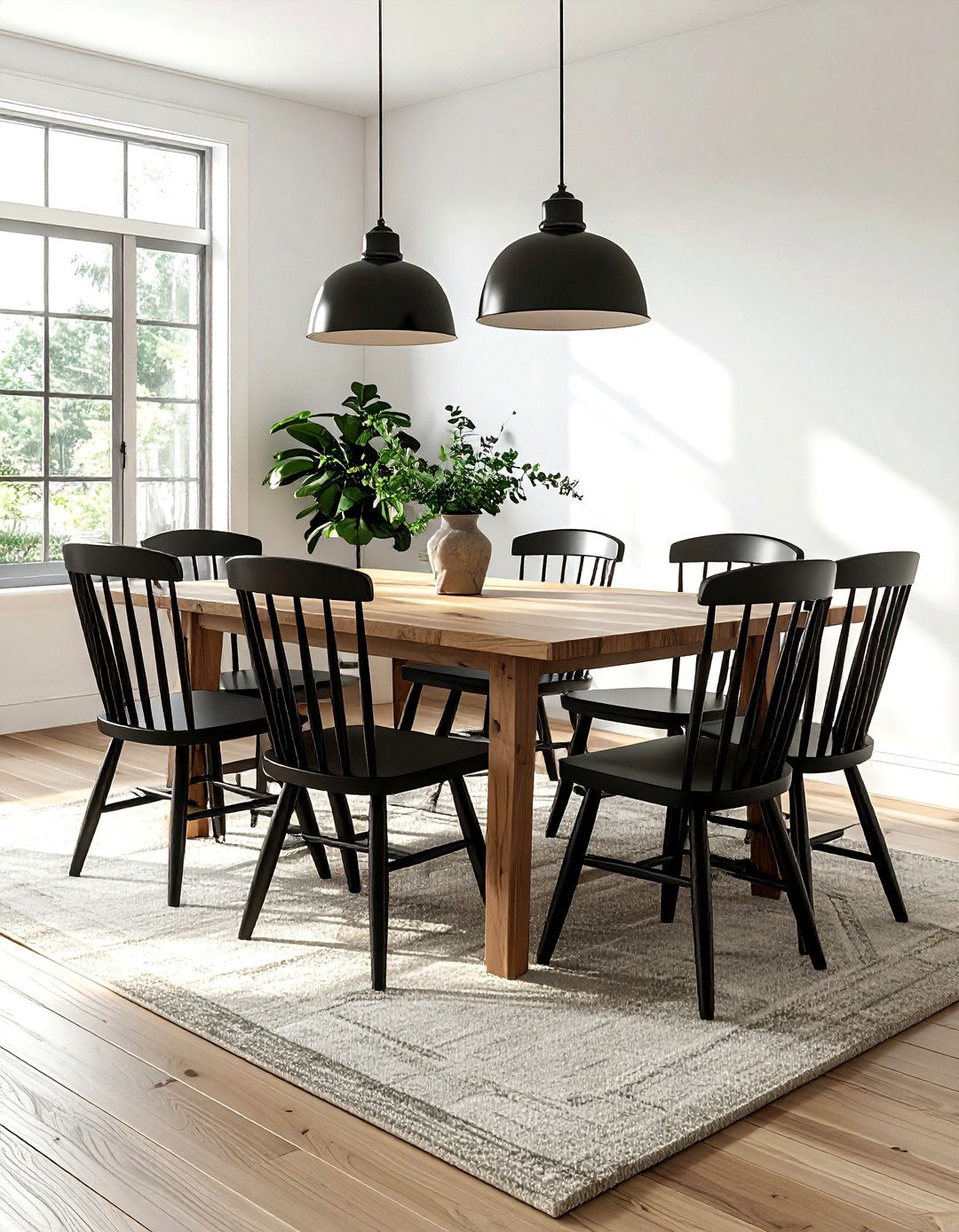 Black Spindle Dining Chairs Set - 30 modern farmhouse decor ideas