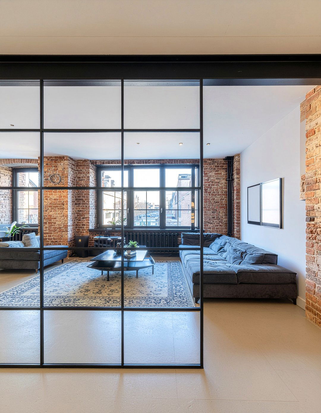 Black Steel Glass Partition - 30 living room door designs