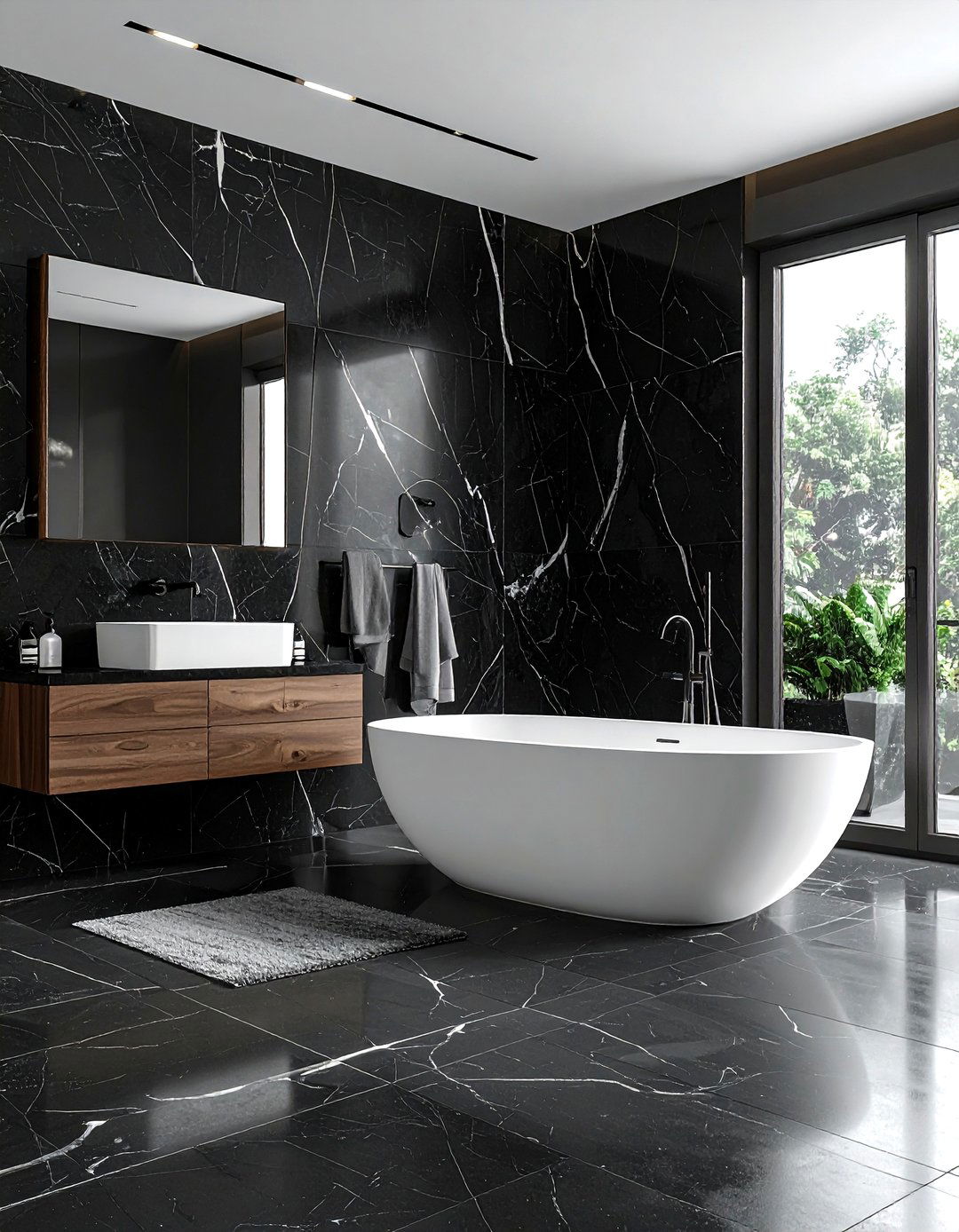Black Stone - 30 stone bathroom ideas