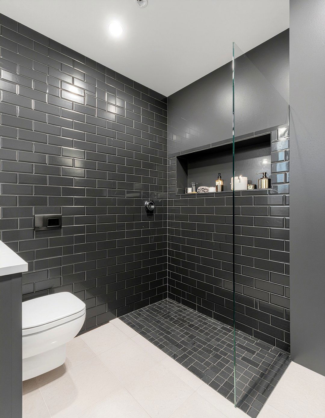 Black Subway Tile Shower - 30 matte black bathroom ideas
