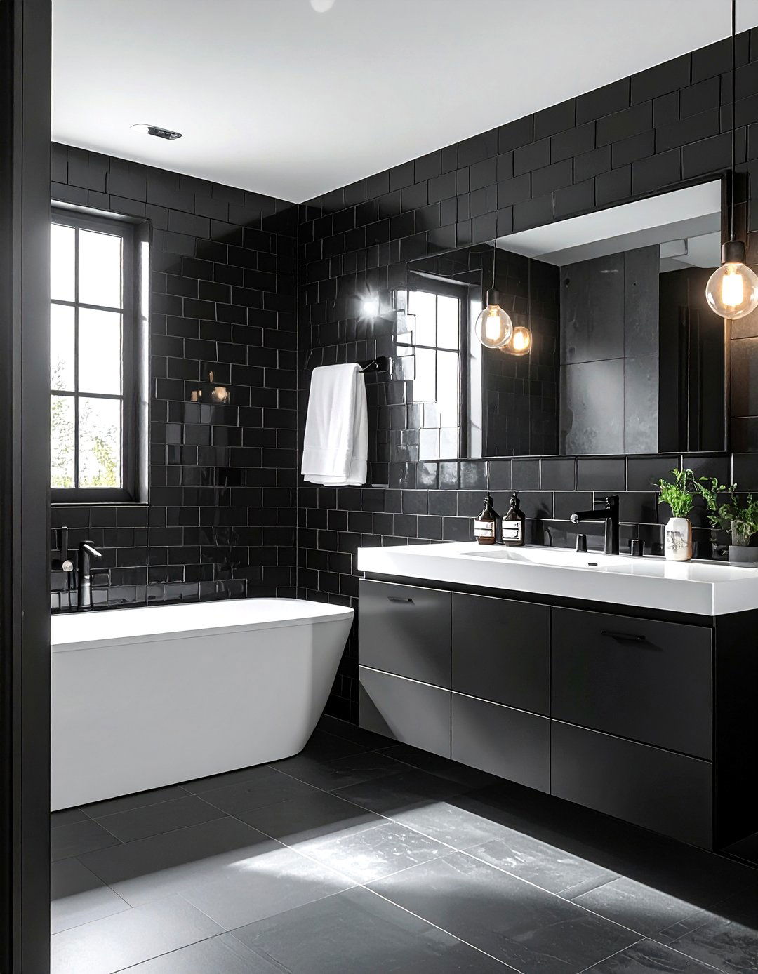 Black Subway Tile - 30 black bathroom design ideas