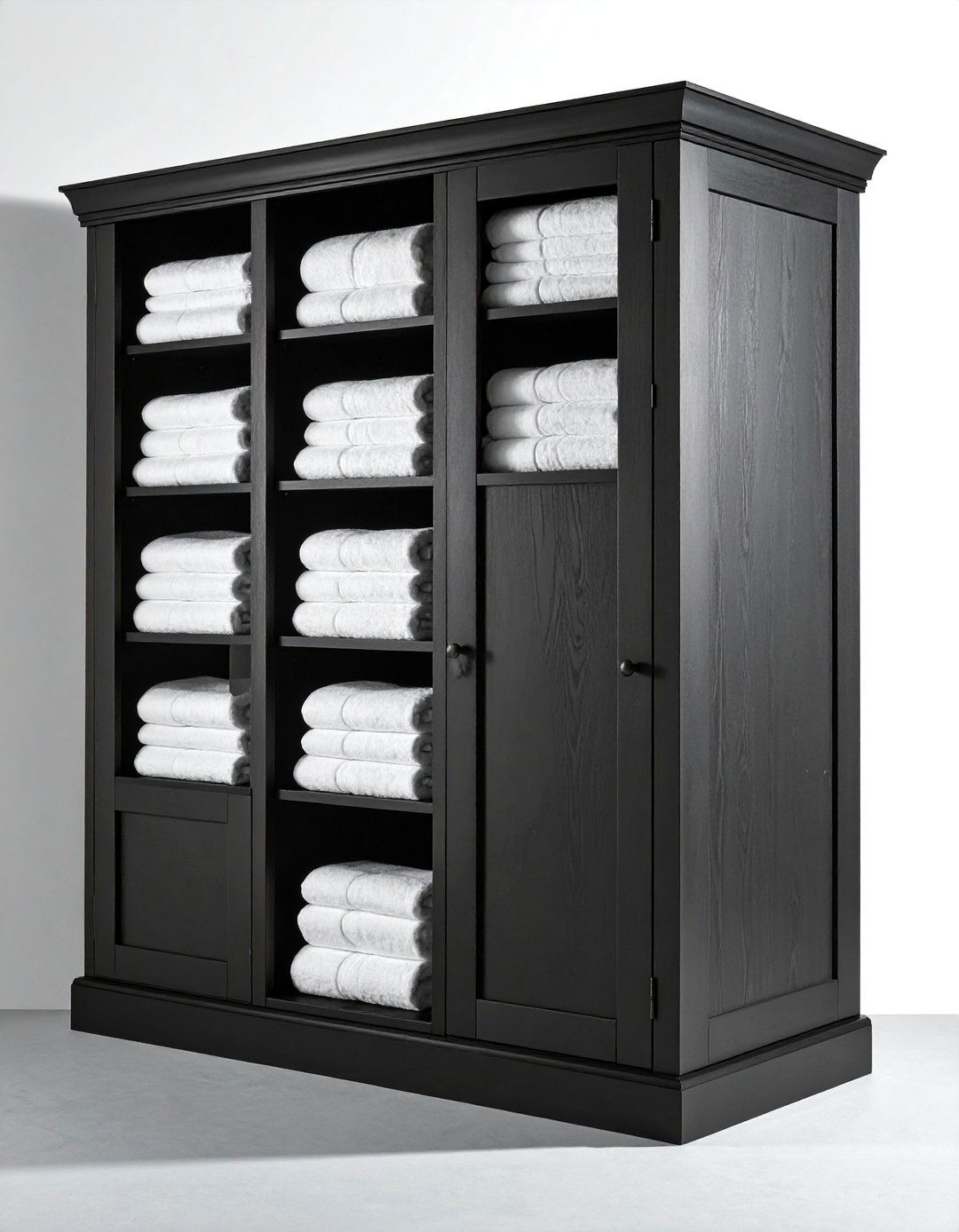 Black Tall Linen Cabinet - 30 black bathroom furniture ideas