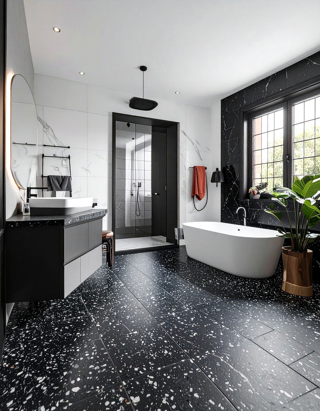 Black Terrazzo Bathroom - 30 dark bathroom ideas