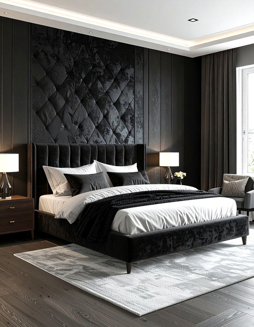 Black Textured Wallpaper - 30 modern black bedroom ideas