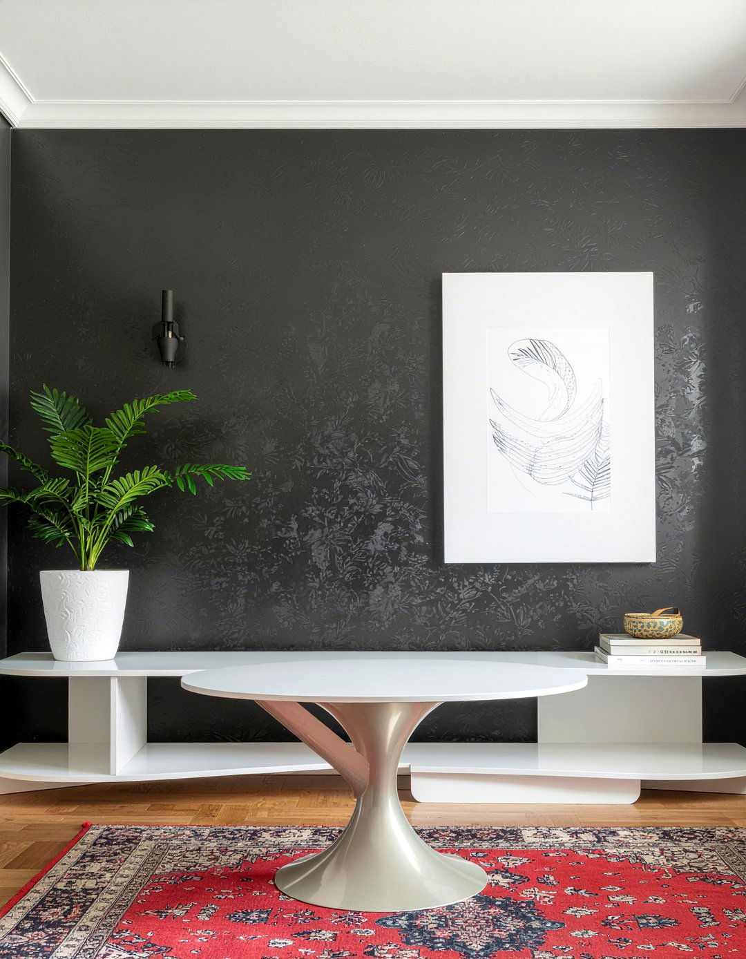 Black Textured Wallpaper - 30 all black living room ideas