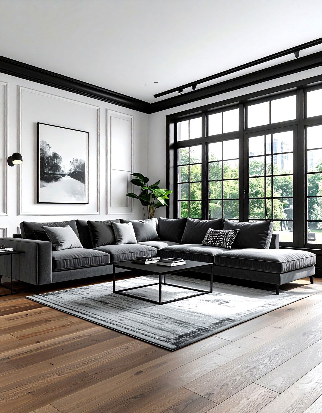 Black Trim Living Room - 30 living room black walls