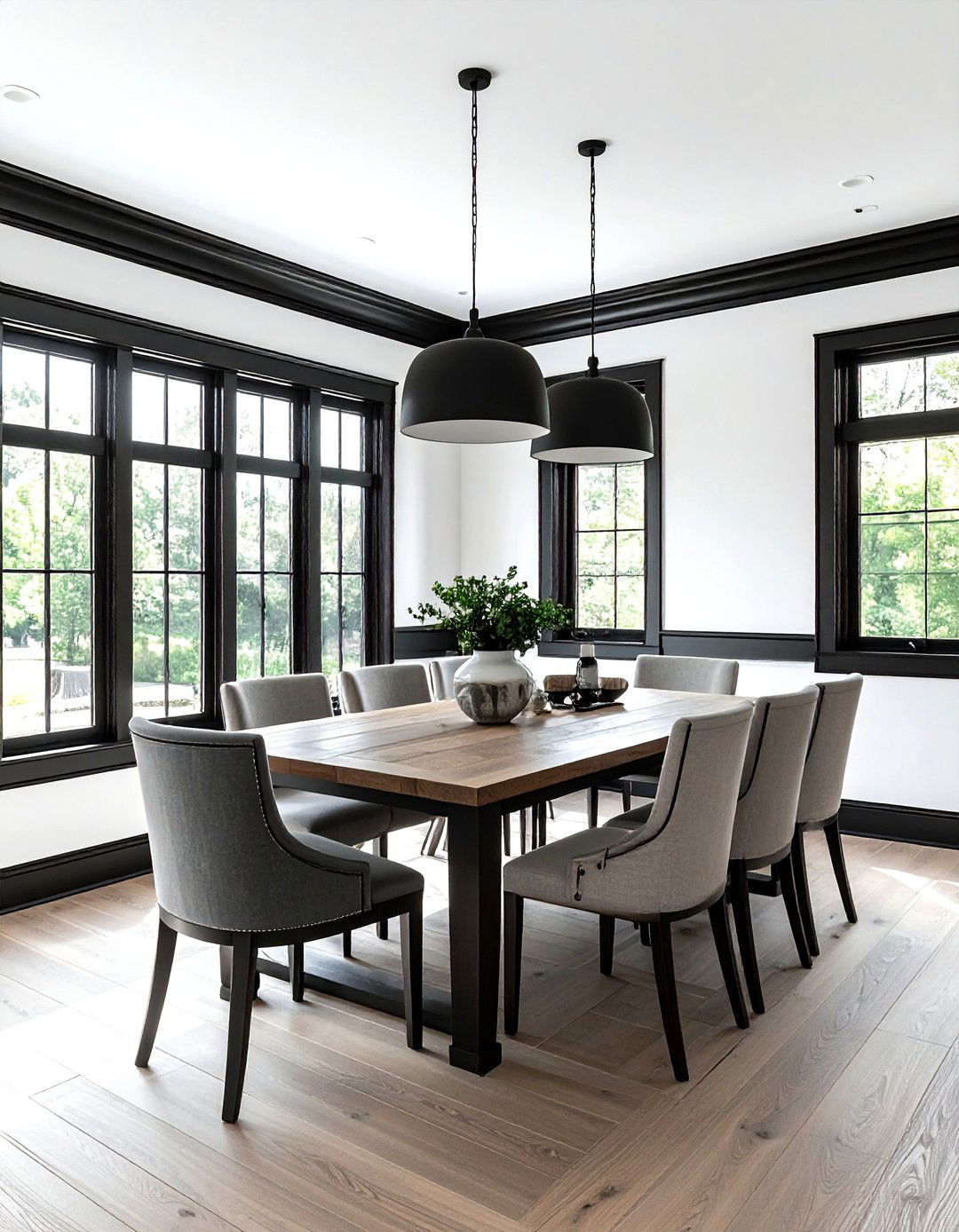 Black Trim White Walls - 30 black accent dining room ideas