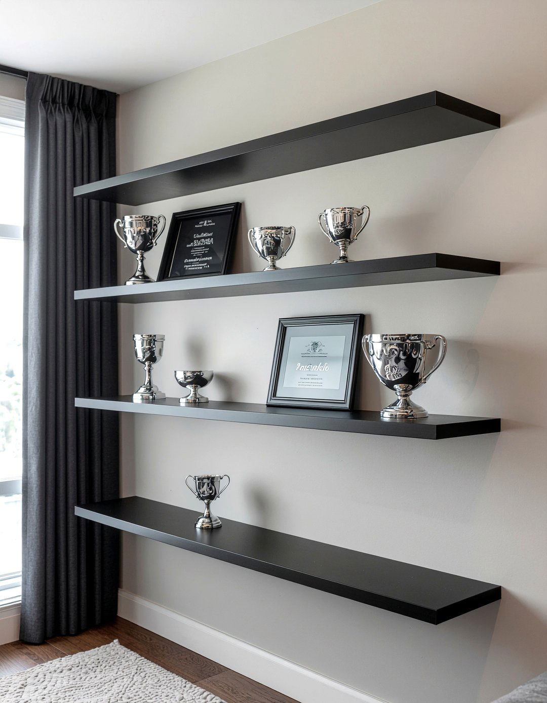 Black Trophy Display Shelf - 30 bedroom trophy display ideas