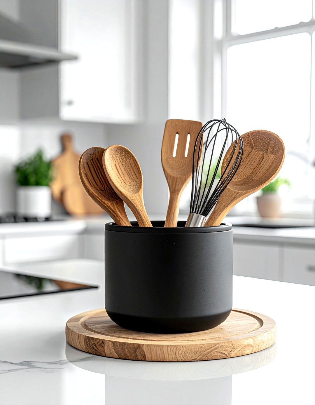 Black Utensil Crock - 30 black kitchen accessories ideas