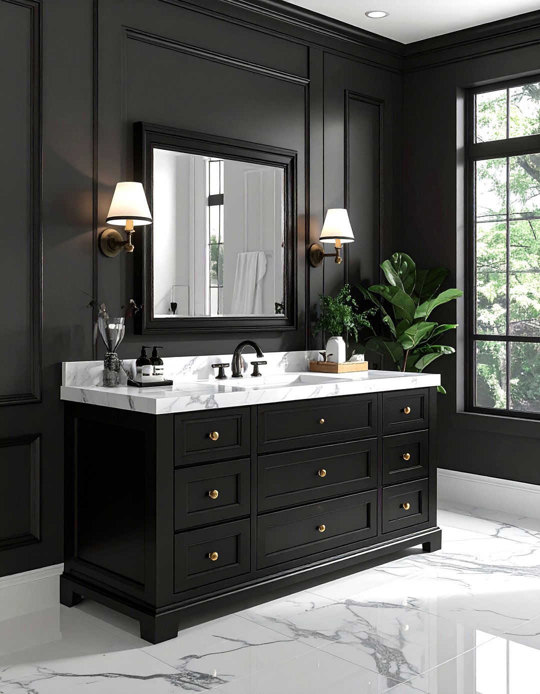 Black Vanity Cabinet - 30 black bathroom design ideas