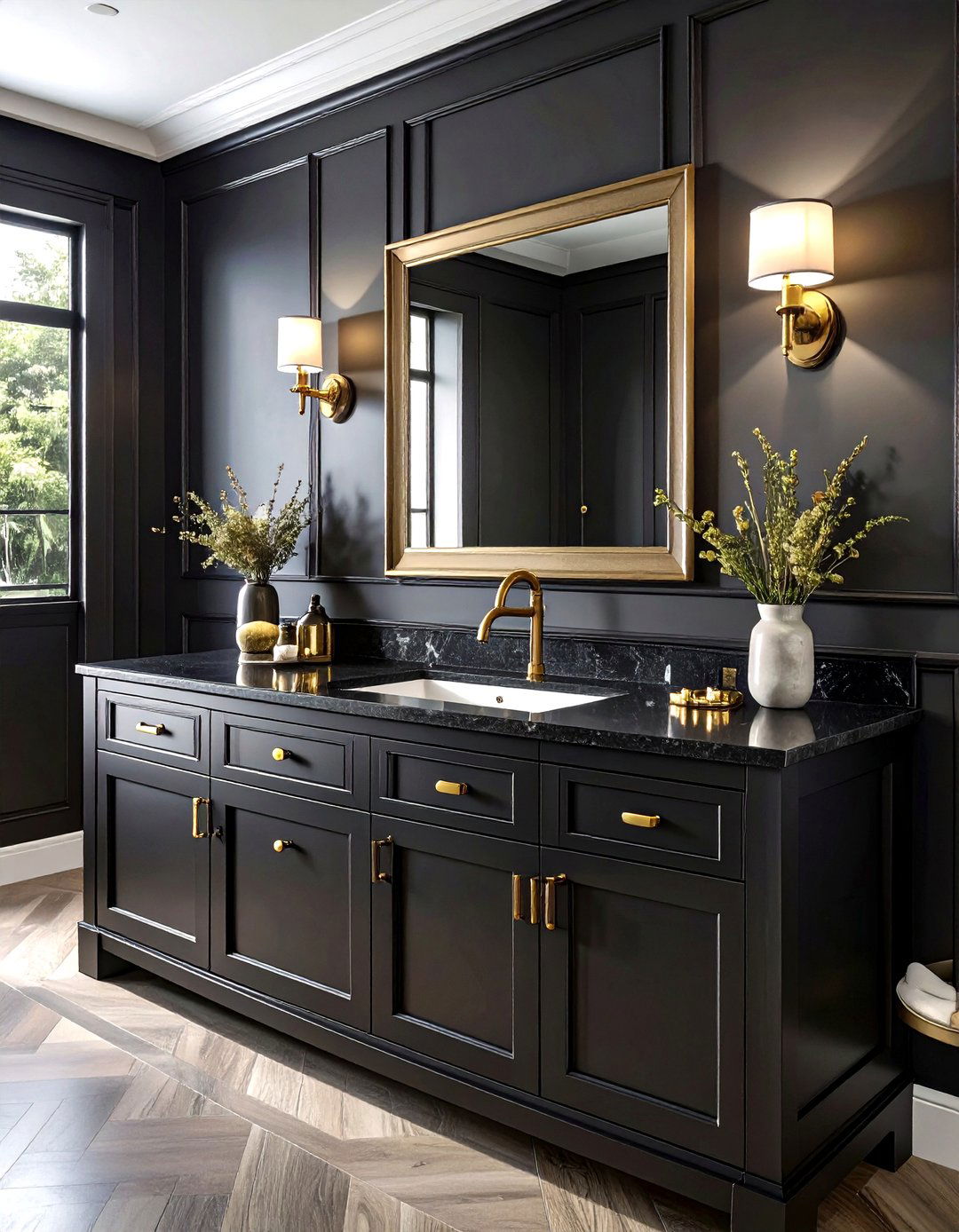 Black Vanity Gold Hardware - 30 black bathroom furniture ideas