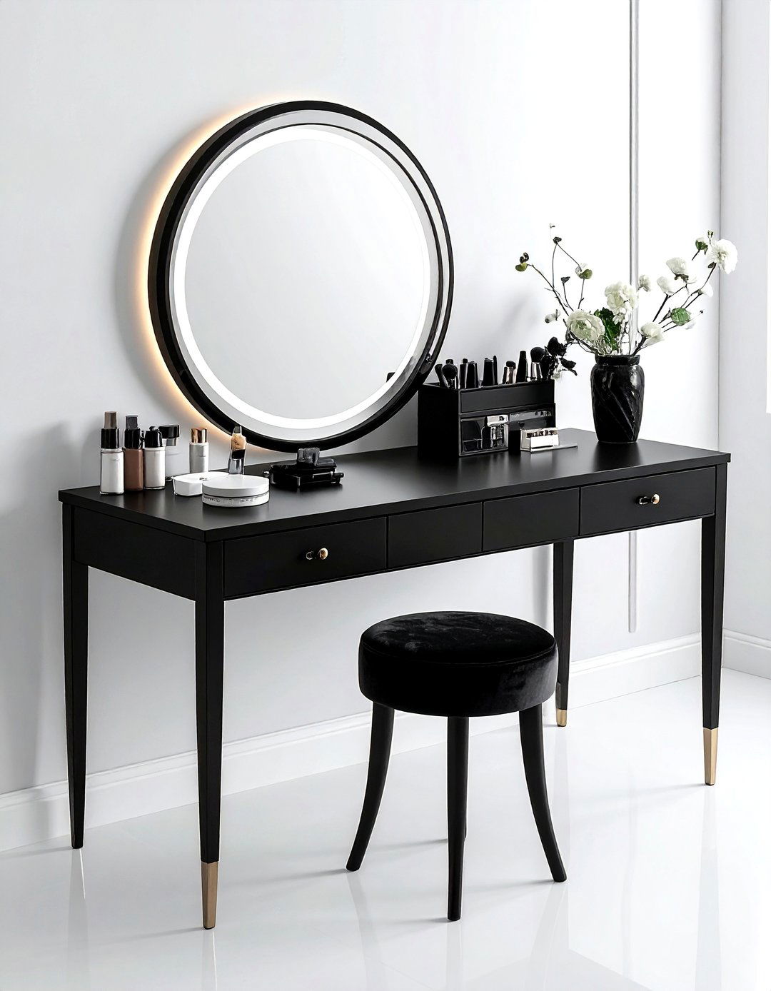 Black Vanity Table - 30 contemporary black bedroom ideas
