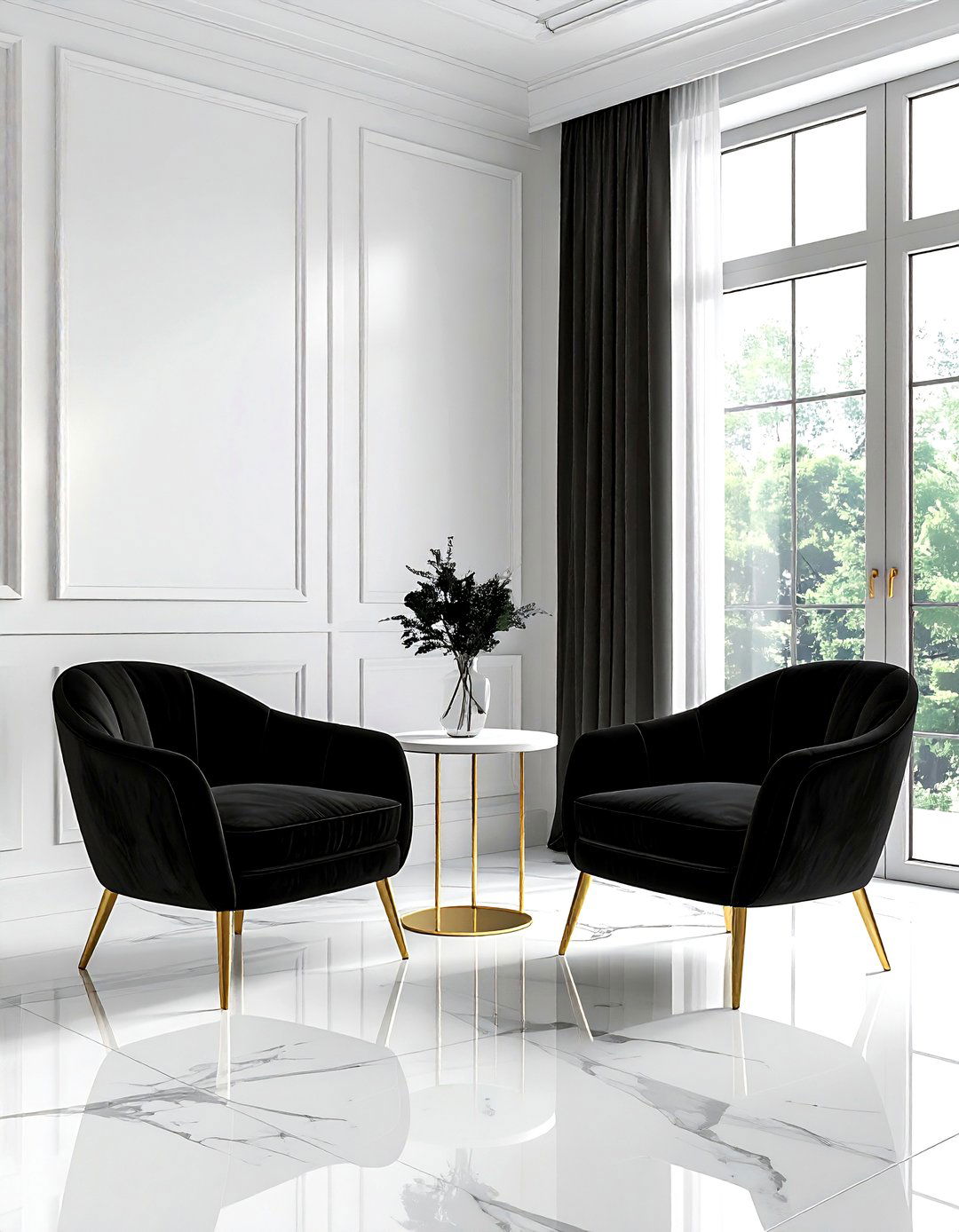Black Velvet Chairs - 30 contemporary black living room ideas