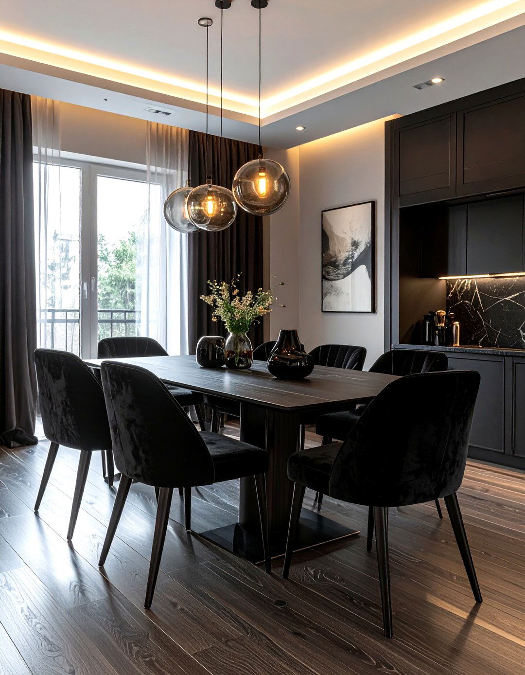 Black Velvet Dining Room - 30 black dining room ideas