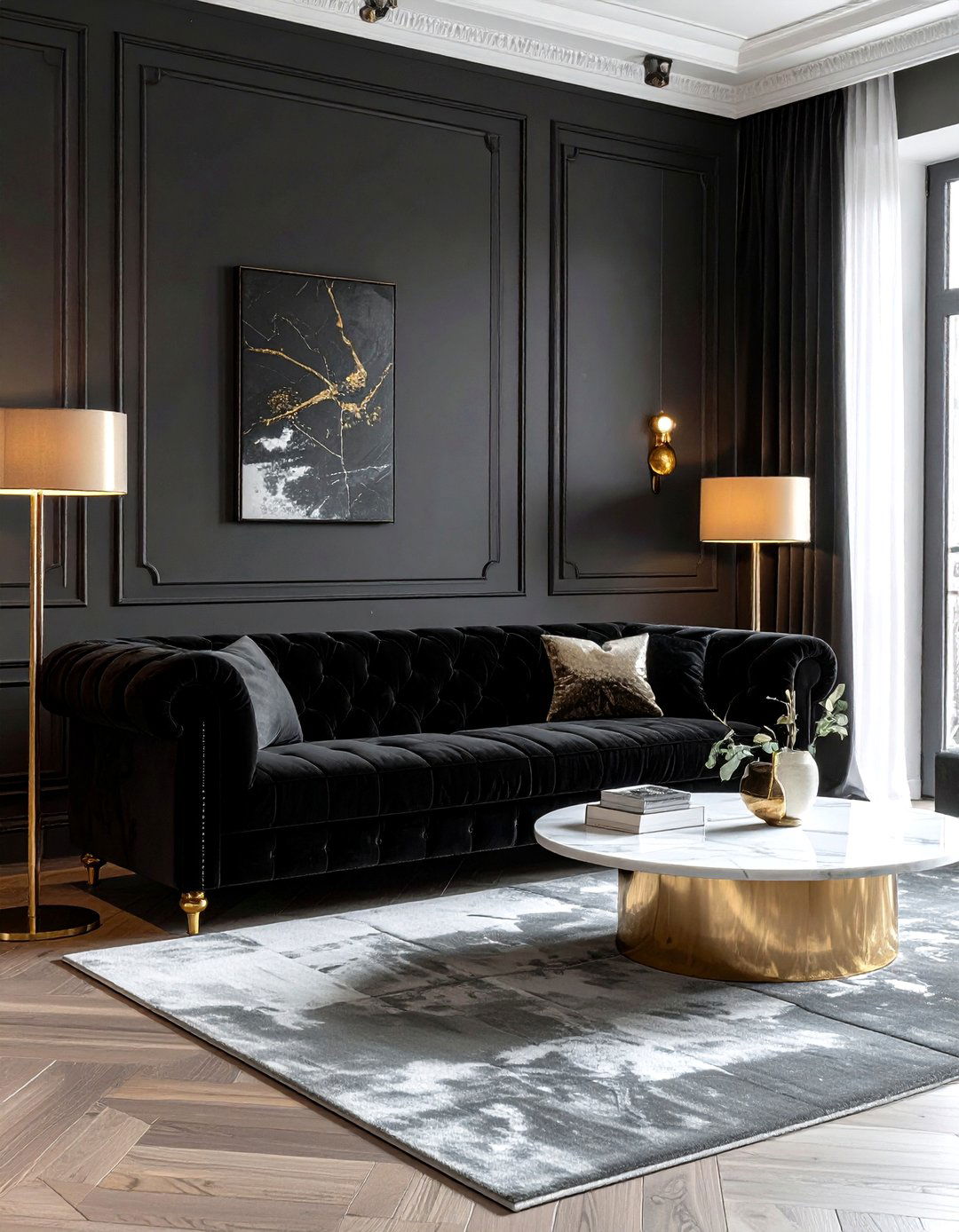 Black Velvet Sofa - 30 contemporary black living room ideas