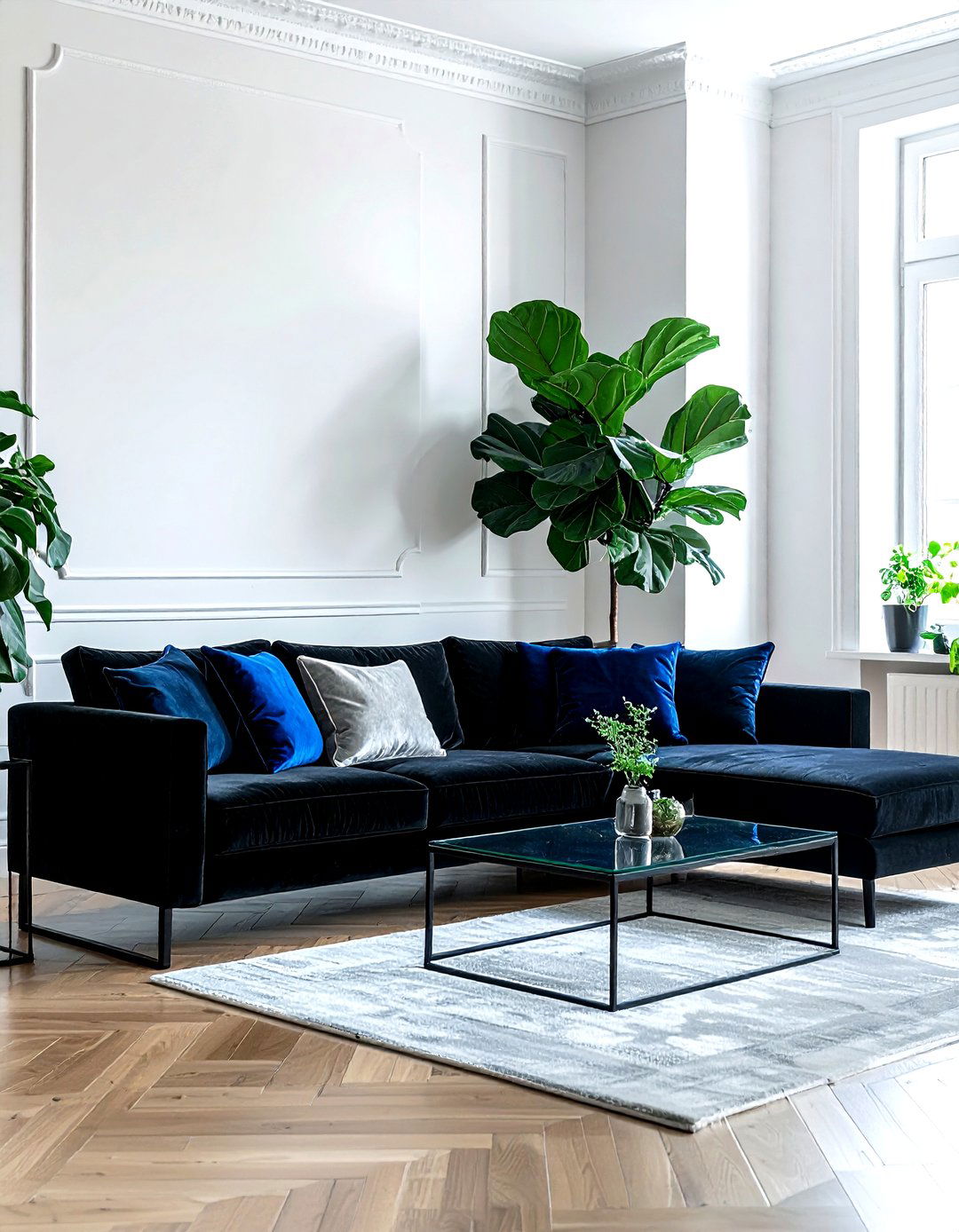 Black Velvet Sofa Living Room - 30 dark decor ideas