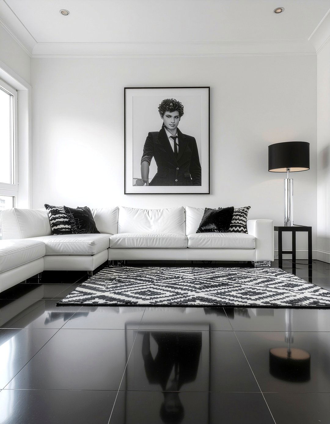 Black Vinyl Tile - 30 living room vinyl flooring ideas