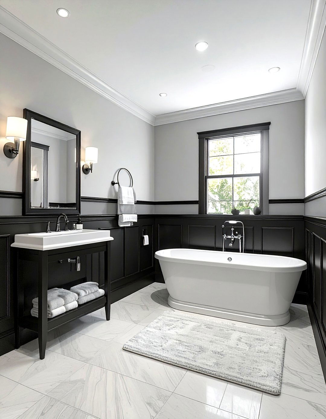 Black Wainscoting Bathroom - 30 dark black bathroom ideas