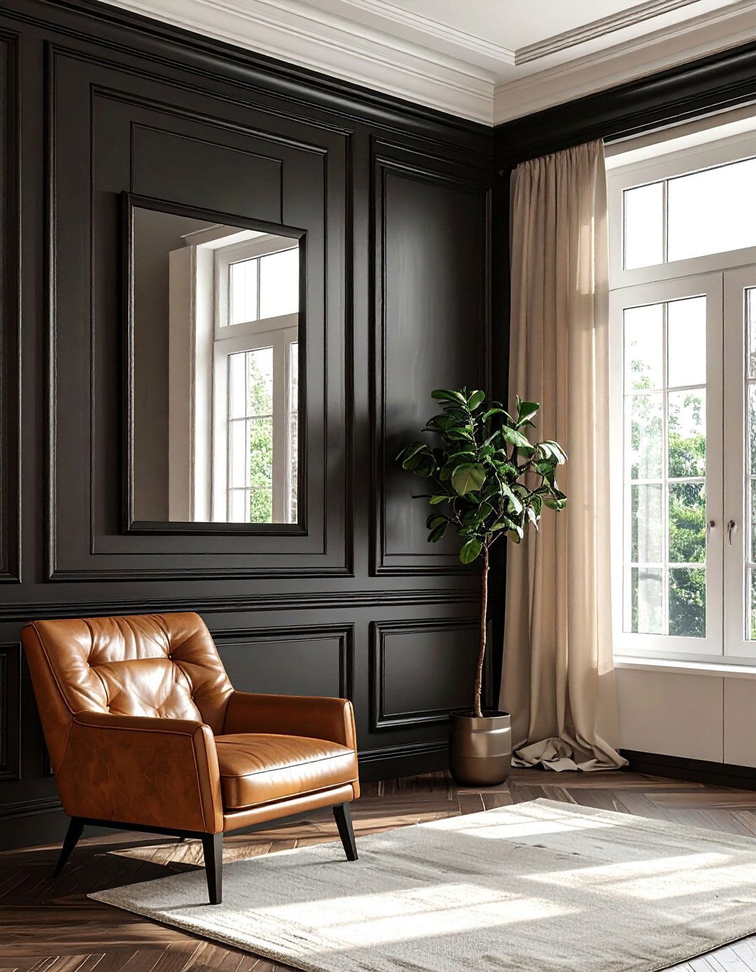 Black Wainscoting - 30 contemporary black living room ideas