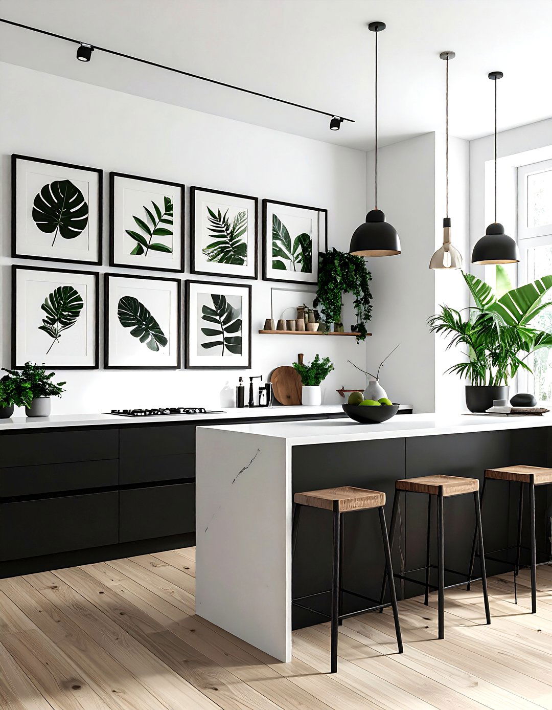 Black Wall Art - 30 black accent kitchen ideas