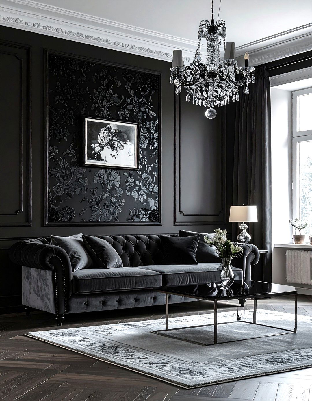 Black Wallpaper Living Room - 30 living room black walls