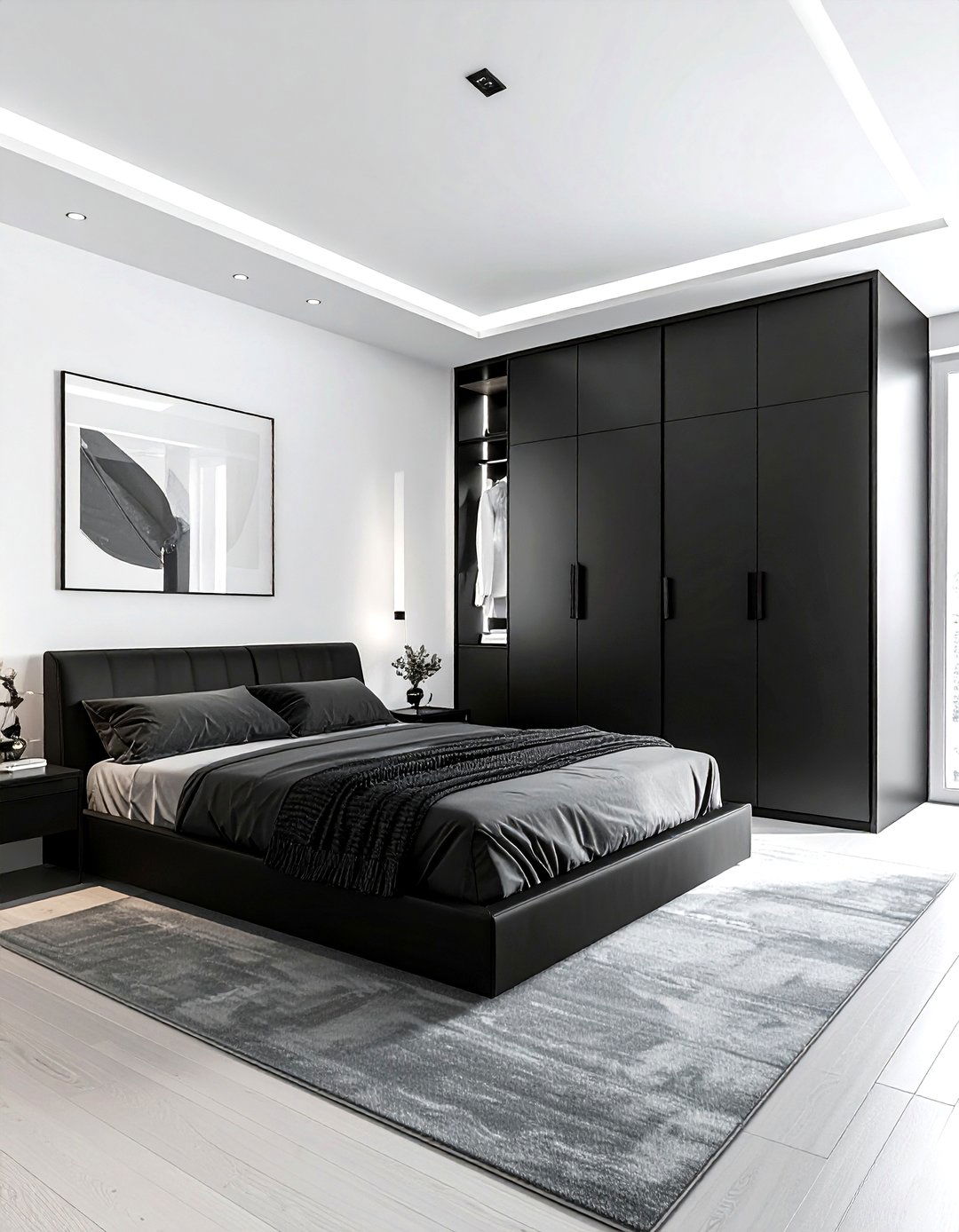 Black Wardrobe - 30 minimalist black bedroom ideas