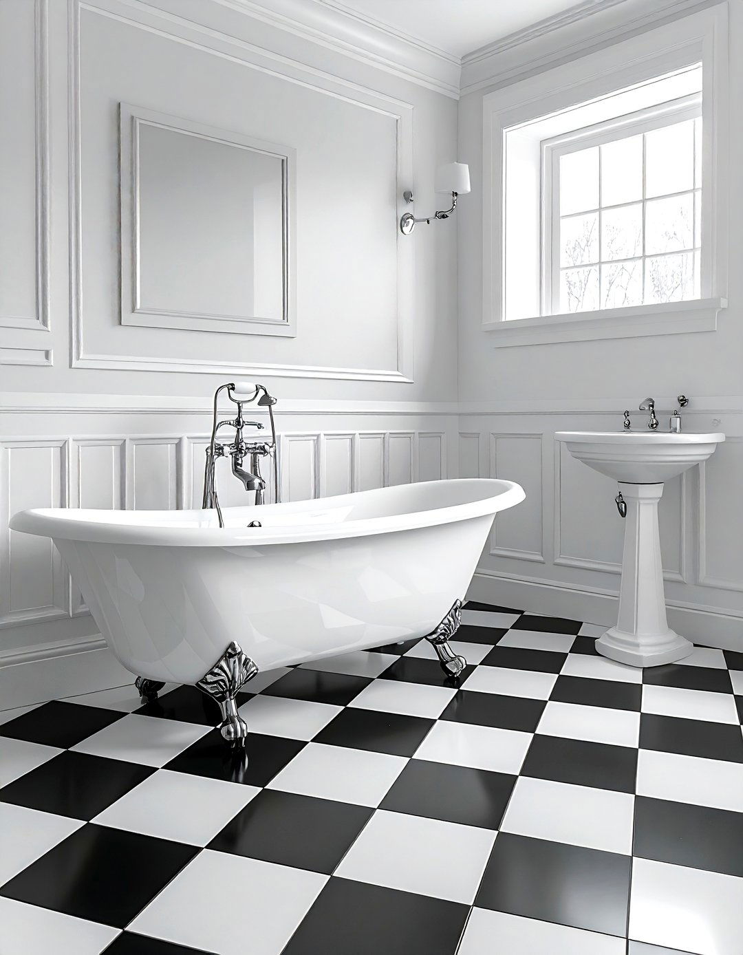 Black White Checkered Tile - 30 bathroom floor design ideas