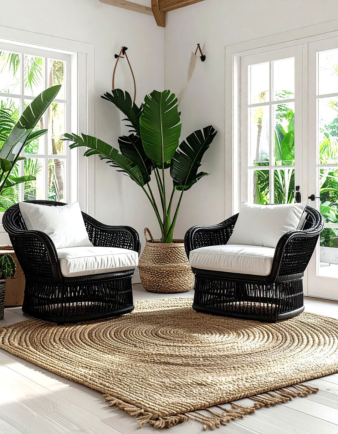 Black Wicker And Rattan Living Room - 30 black living room furniture ideas