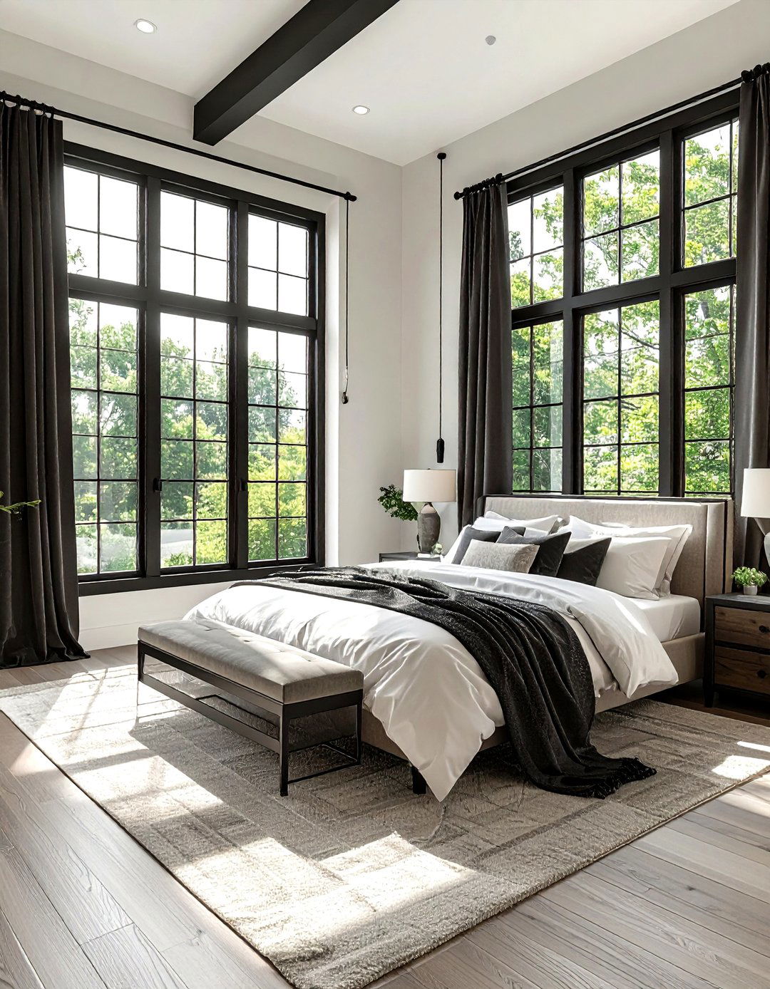 Black Window Frame Bedroom - 30 rustic black bedroom ideas