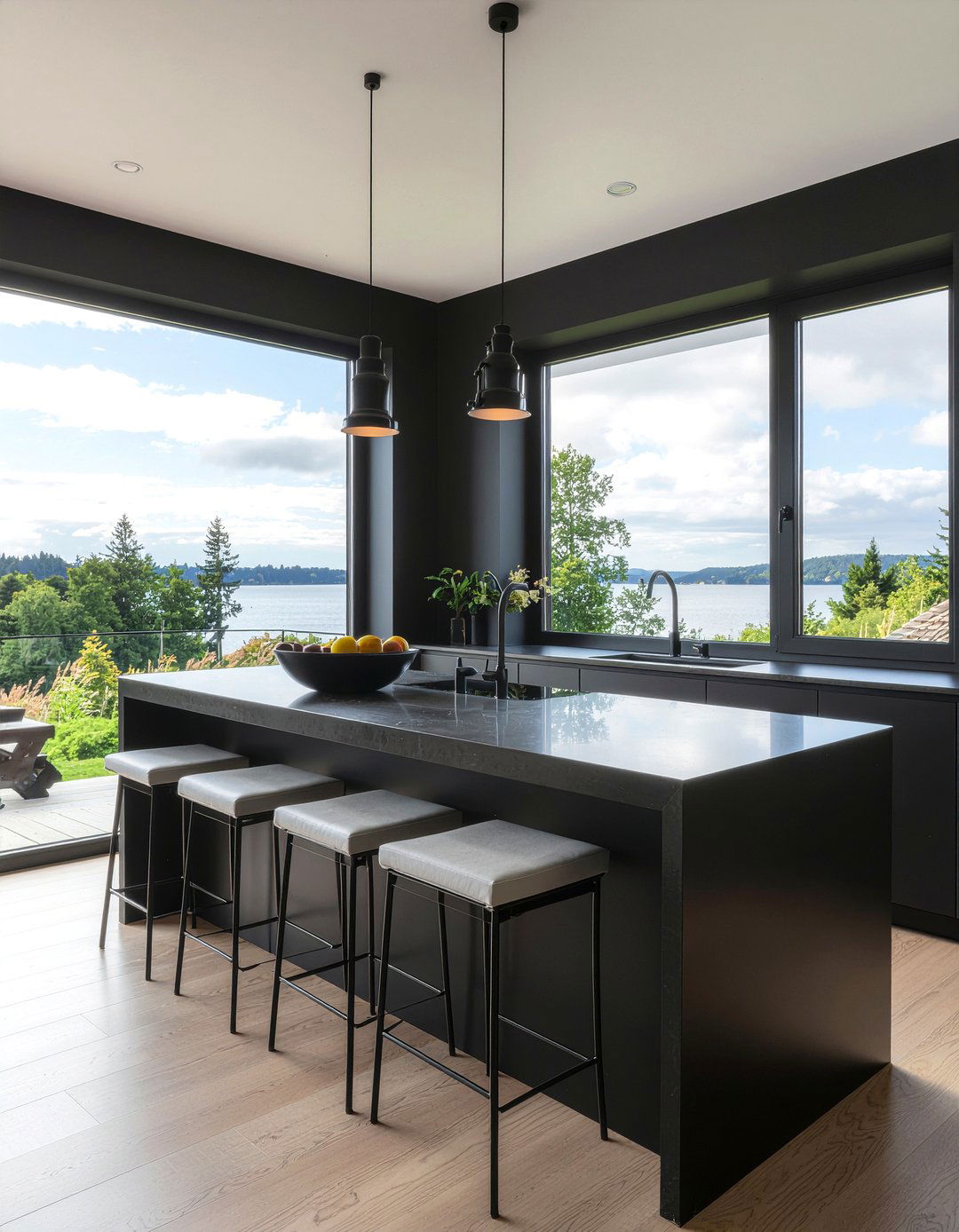Black Window Frames - 30 all black kitchen ideas