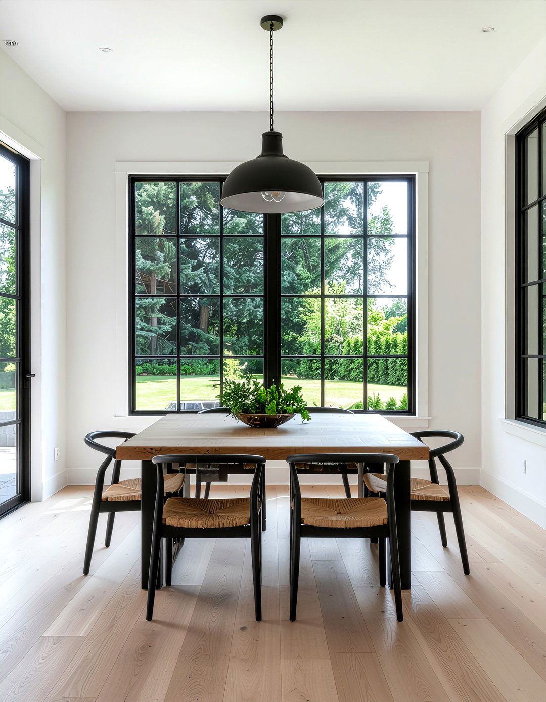 Black Window Frames - 30 farmhouse dining room ideas